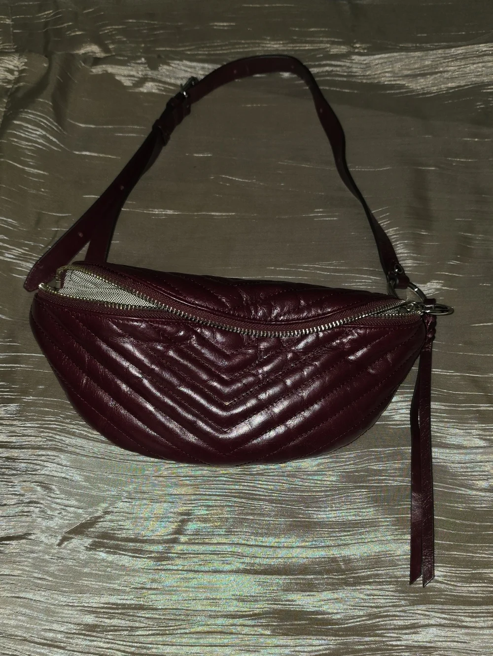 Rebecca Minkoff Quilted Burgundy Crossbody Belt Bag